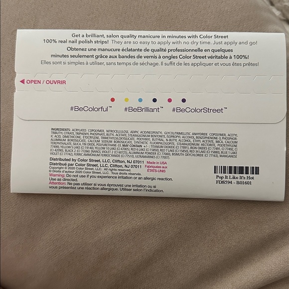 NWT Color Street Pop It Like It’s Hot 100% Real Nail Polish Strips - Picture 4 of 4